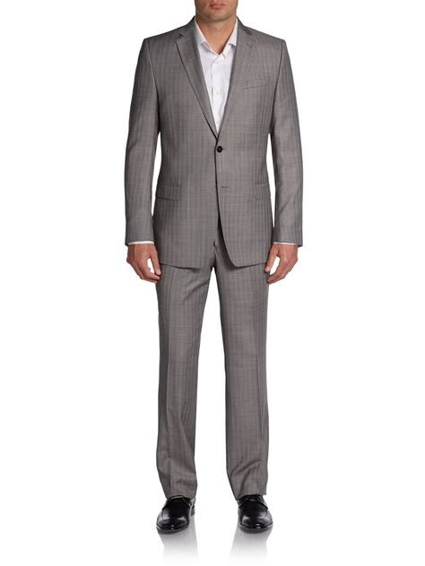 mens versace wool checked suit bordeaux|versace men's black suits.